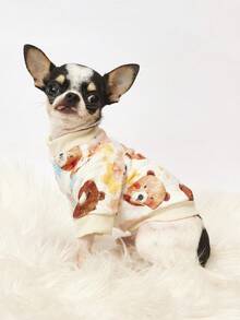 PETSIN 1. Áo nỉ in hình gấu nâu và ngôi sao, dày dặn và ấm áp, màu trắng, thích hợp cho thú cưng vào mùa thu và mùa đông. - trắng - Xem 5