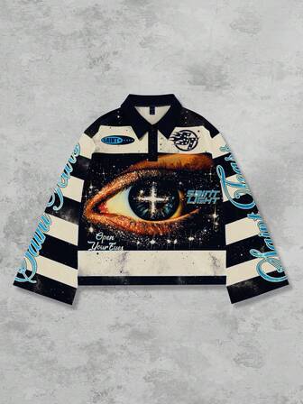 Street Life Camiseta de manga larga con cuello de polo a rayas para hombre, camiseta casual con cuello