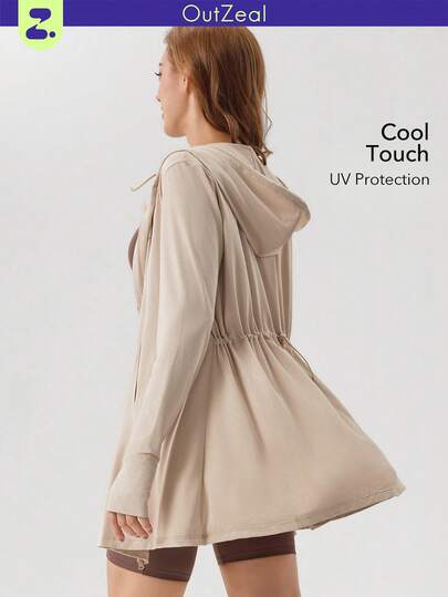 OutZeal Women Sun-Proof Jacket Summer Daily Casual UV Protection Quick-Drying Cool Touch Drawstring Waist Long Sleeve Feature Thumbhole