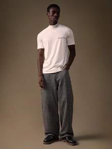 SUMWON Mock Neck Relaxed Fit Raglan Sleeve Short Sleeve Golf T-Shirt With Small Chest Text Logo Summer - White - View 6