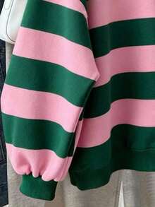 Resyla 女士彩色条纹圆领卫衣，秋冬季休闲户外上衣，返校季，教师节佳品 - 彩色 - 查看 4