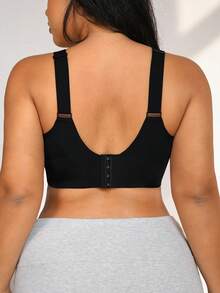 NudeFit 1pc Women Plus Size Minimalist Wireless Bra - Black - View 2