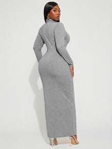Radiana Đầm cổ cao màu xám cơ bản, tay dài, thanh lịch và gợi cảm dành cho nữ cỡ lớn, thích hợp mặc mùa xuân/hè. Phù hợp cho mặc hàng ngày, đi xem hòa nhạc đồng quê, lễ hội, tiệc tùng, phong cách bohemian, kỳ nghỉ, dã ngoại. - Xám - Xem 2