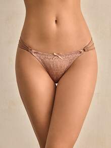 Charlaine 1件浪漫蕾丝蝴蝶结丁字裤