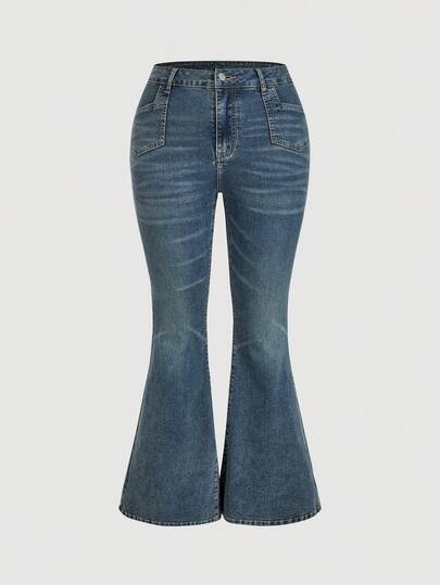 Sweetra 大码女式时尚休闲百搭复古喇叭裤