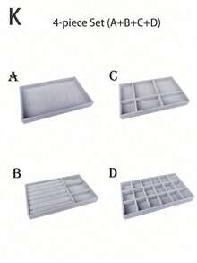 Fashion Ring Box Stud Earrings Ornament Storage Box Without Lid Dust, Simple Jewelry Display Storage Tray For Home, Gift For Valentine's Day - Grey - View 30