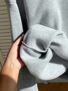 Muchica Casual Minimalist Wing Sequin Print Hooded Long Sleeve Loose Sweatshirt For Women Carnival - Light Grey - View 6