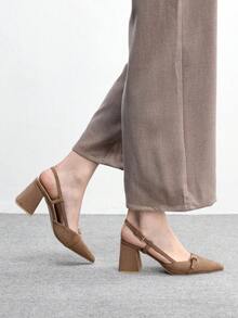 CUCCOO BIZCHIC Women's Classic Burgundy Pointed Toe Mid-Heel Slip-On Pumps, Versatile For Commute, Date, Party, Holiday, Wedding For Christmas Valentine's Day Spring Shoes - dark camel - View 5