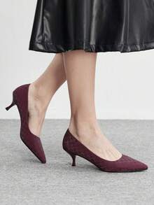 CUCCOO BIZCHIC 女士尖头细高跟中跟鞋，优雅、休闲、舒适、一脚蹬，适合工作、通勤、约会、派对、正式场合。 - 熱烈紅色 - 查看 3