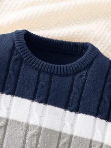 SHEIN Sweter z okrągłym dekoltem w stylu koreańskim dla chłopców, idealny do dojazdów do pracy, szkoły, na co dzień, do sportu, na jesień/zimę - Wielokolorowe - Zobacz 6