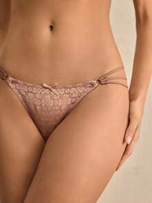 Charlaine 1件浪漫蕾丝蝴蝶结丁字裤