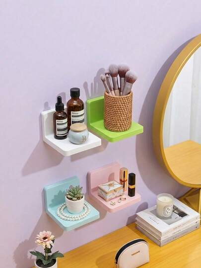 Joivida 1 pieza/4 piezas, Estante flotante montado en la pared sin perforación, Estante de almacenamiento de plástico mate duradero adecuado para baños, cocinas, salas de estar, dormitorios, ahorra espacio para la organización y decoración del hogar, solución de almacenamiento moderna, dedicada a espacios pequeños, sin necesidad de taladrar para instalar el estante flotante de almacenamiento