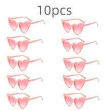 10pcs Cute And Interesting Heart-Shaped Decorative Party Glasses For Both Men And Women, Suitable For Wedding Parties, Dance Parties, Etc., In White Color,Christmas - Pink - View 2