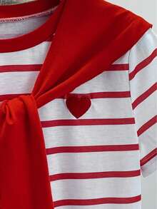 Resyla Damen Neue Lässige Gestreifte Bestickte Kurzarm T-Shirt - Verschiedenfarbig - Übersicht 3
