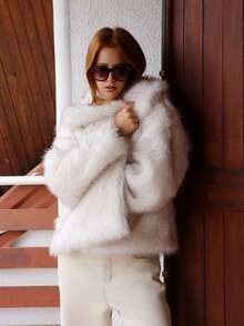 SILVIA DI SANTO 女士冬季翻领前开襟蓬松夹克 - 灰色 - 查看 3