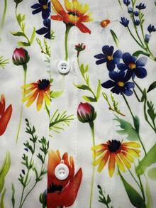 Manfinity Swimmode 印花纽扣短袖衬衫和短裤沙滩套装 - 彩色 - 查看 6