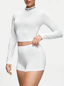 SHAPORA Quần short ngủ nữ màu trơn, cạp chun. - trắng - Xem 2