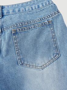 Sweetra Fashionable Casual Women's Asymmetric Waist Pocket Tapered Jeans - Blue - View 3