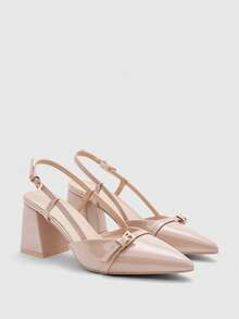 CUCCOO BIZCHIC Damen klassische burgunderrote Spitze Mittlerer Absatz Slip-On Pumps, vielseitig einsetzbar für Pendeln, Date, Party, Urlaub, Hochzeit zu Weihnachten - Babypink - Übersicht 7