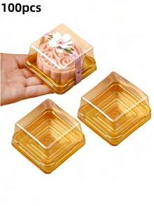 50个/100个装透明盖塑料烘焙容器 - 蛋糕、巧克力、糕点包装盒，生日、婚礼礼物，烘焙工具和厨房配件 - 多色 - 查看 8