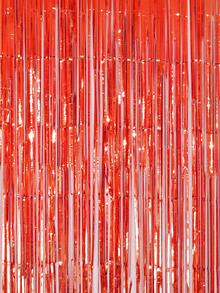 Red Aluminum Foil Fringe Curtains For Metal Photo Booth Background, Metal Wire Curtains Suitable For Wedding, Birthday, Bridal Gifts, And Bachelorette Party Decorations. - Red - View 5