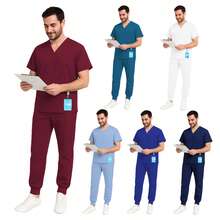 Conjunto Quirúrgico de Dos Piezas Cómodo, Estilo Limpio, Resistente y transpirable, Versátil para Uso Diario Profesional - ROJO - Ver 5