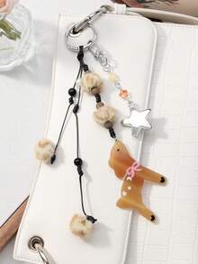 ROMWE 1 Spring New Simple Casual Versatile Multi-Color Resin CCB Star Matte Round Beads Imitation Mink Acrylic Deer DIY Keychain Bag Pendant, Holiday Gift - Multicolor - View 5