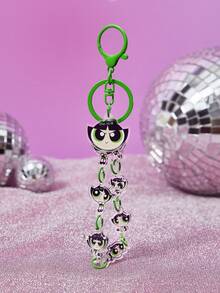 THE POWERPUFF GIRLS X SHEIN 飞天小女警亚克力钥匙扣，可爱图案设计，送给女性、学生、飞天小女警粉丝的礼物 - 綠色 - 查看 1
