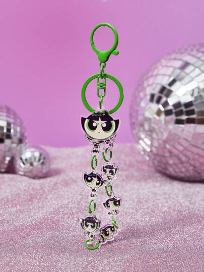 THE POWERPUFF GIRLS X SHEIN Powerpuff Girls Acrylic Keychain, Cute Graphic Design, Gift For Women, Students, Powerpuff Girls Fans