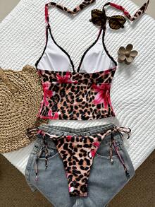 Swim Mod Women's Printed Tankini Swimsuit Set, Sweet Vacation Casual Elegant Style - Multicolor - View 2