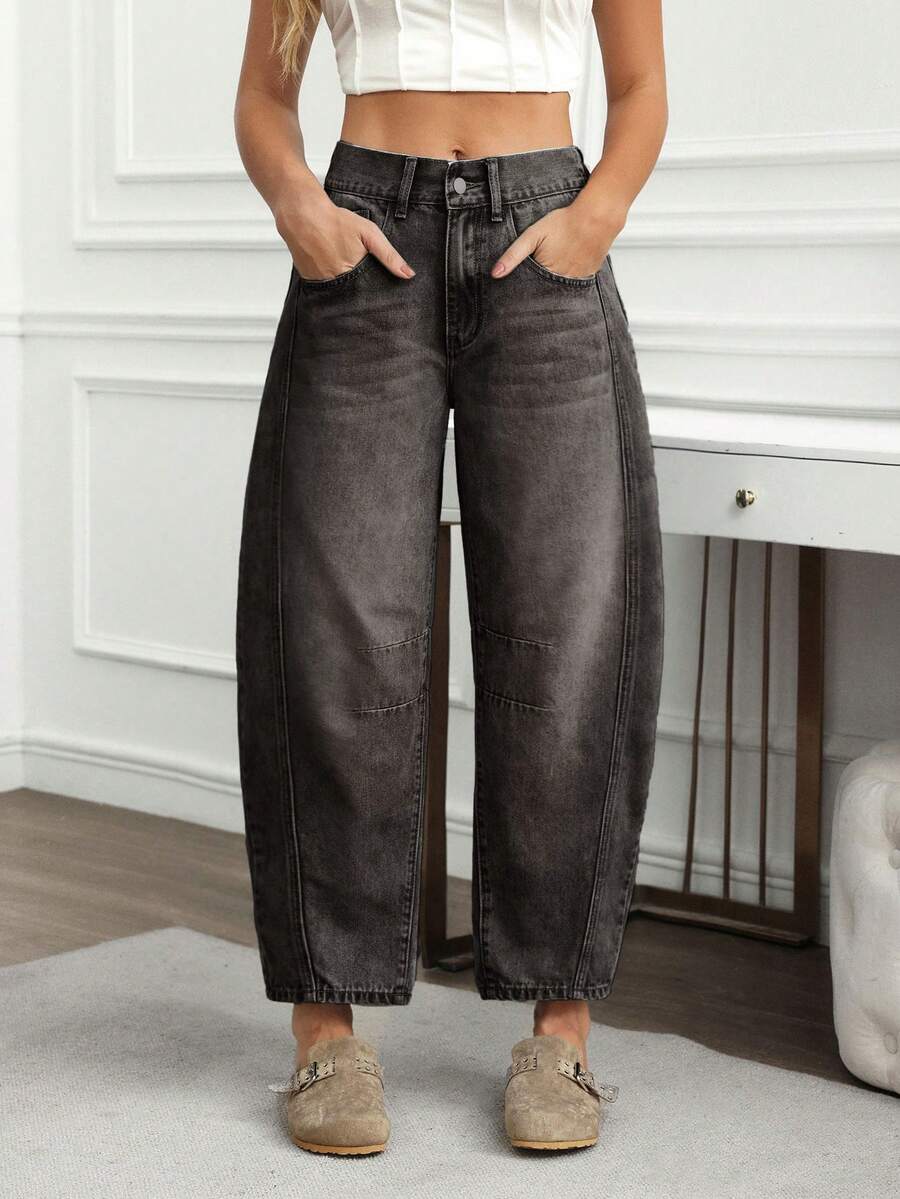 EMERY ROSE Women's Casual Distressed Bootcut Jeans - Black - View 1