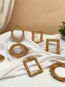 1件欧式复古INS金色迷你相框道具美甲项链拍照饰品珠宝拍摄背景配件 - 金色 - 查看 4