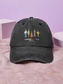 SCOOBY-DOO X SHEIN 1顶时尚百搭卡通图案水洗棒球帽，适合休闲装扮、日常佩戴、户外运动，男女皆宜，四季皆宜，是馈赠亲朋好友的高品质礼物。 - 黑色 - 查看 2