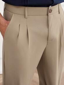 Core Aspect 男士轻便商务休闲裤，驼色面料，通勤时尚舒适百搭，男友/老公/周年纪念礼物，高腰修身直筒裤，修饰腿型。男士直筒裤，卡其色裤子，男士褶裥西装裤 - 駝色 - 查看 7