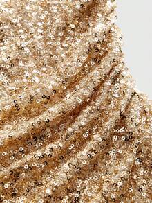 ROMWE Women's Sexy Glitter Ruched Bandeau Top, Suitable For Party And Music Festival - Gold - View 4