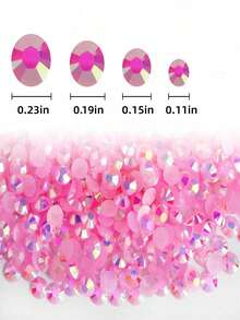 2000 viên đá giả kim cương bằng nhựa màu hồng sáng, dạng dẹt, kích thước 3-6mm, hình tròn, giống như thạch, dùng để làm phụ kiện, giày dép, quần áo, mỹ phẩm, túi xách và đồ trang trí. - Màu hồng tươi - Xem 2