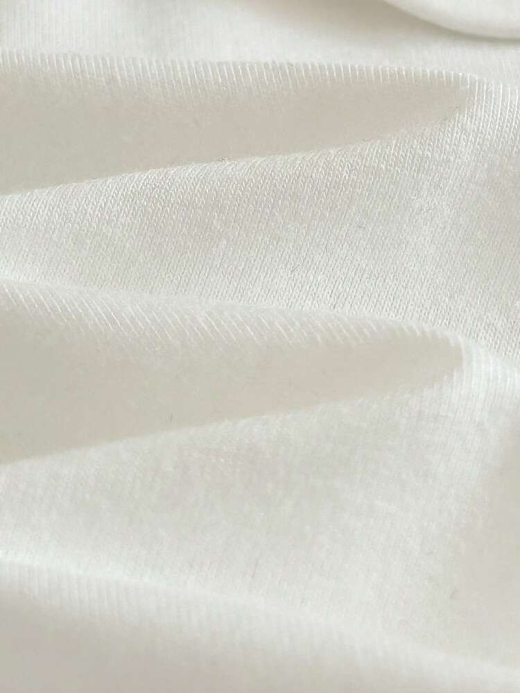 Loomiva 2pcs Baby Girl Solid Color Knit Soft Peter Pan Collar Short Sleeve Pullover Top And Suspender Waist Dress Set - Multicolor - View 5