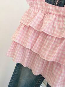 INAWLY 女士秋季新款可爱荷叶边下摆衬衫 - 粉色 - 查看 5