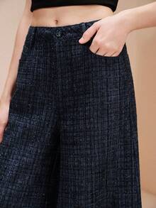 Arave 女士休闲粗花呢裤，春秋季 - 藍色 - 查看 1