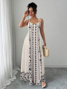 Rafferiza Đầm hai dây dáng rộng in hoa dành cho nữ, thích hợp cho kỳ nghỉ và đi biển. - Nhiều màu - Xem 4