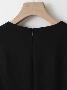 Franclia Women's Black & White Contrast V-Neck Metal Flower Button Waist Flared Hem Fitted Casual Party Cocktail Sleeveless Mini Dress, Suitable For Daily, Party, Commute, Outing, Date - Black and White - View 6