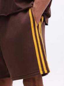 SUMWON Relaxed Fit Shorts mit Kordelzug und Seitenstreifen-Detail, lässige Sommer-Loungewear, alltäglicher Komfort, unifarben - Braun - Übersicht 5