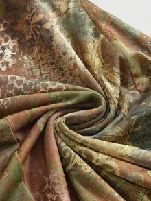 ROMWE Hippie Chân váy chữ A nữ phong cách vintage boho chic với vạt bất đối xứng in họa tiết paisley. - màu nâu - Xem 4