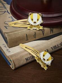 HARRY POTTER X SHEIN Yi'd 一对可爱的小动物图案黄色发夹 - 黃色 - 查看 2