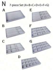 Fashion Ring Box Stud Earrings Ornament Storage Box Without Lid Dust, Simple Jewelry Display Storage Tray For Home, Gift For Valentine's Day - Grey - View 32