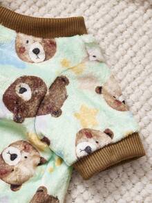 PETSIN 1 Sudadera de franela con estampado de oso de peluche marrón, gruesa y cálida para mascotas en otoño e invierno, color verde - Verde - Ver 10