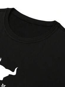 Gym Rark Men's Letter & Bull Head Print Long Sleeve Casual Fitness Workout T-Shirt Compression Shirt Men - Black - View 6