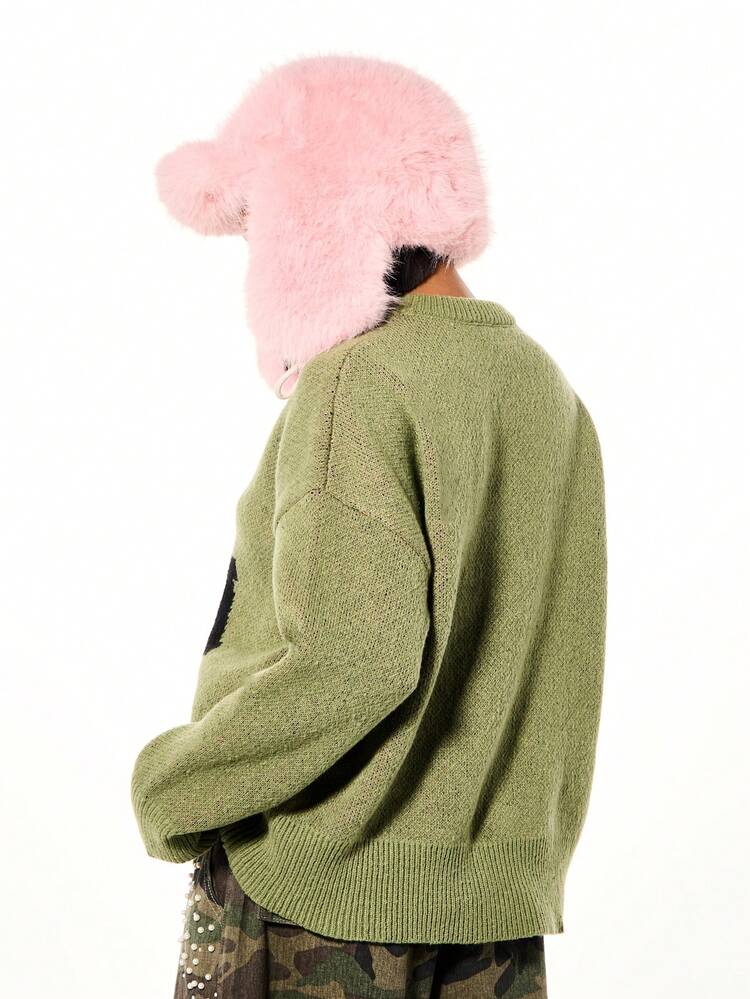 SUMWON WOMEN Oversized Graphic Star Letter Knit Sweater