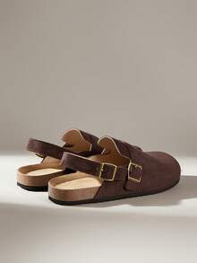 Solecia نعال نسائية جديدة نصف حزمة، مصنوعة من مادة مخملية مقلدة، مع تصميم حزام كعب، مريحة وشاملة، مناسبة للاستخدام في المنزل أو للتسوق. - بني كستنائي - مشاهدة 4