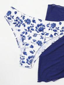 Swim Vcay 印花掛脖三角杯比基尼泳裝附沙灘裙 - 藏蓝色 - 查看 4